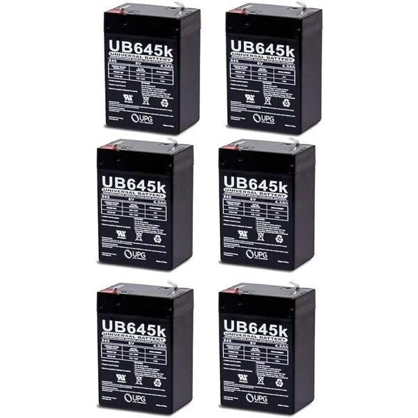 Upg UB645-F1 6V 4.5Ah F1 AGM Rechargeable Batteries, 6PK D5733 - main