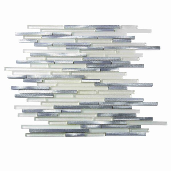 Apollo Tile White 11.8 in x 11.8 in Glass, Metal Glossy Floor and Wall Mosaic Tile 4.83 sqft/case, 5PK APLCAS88006A - main