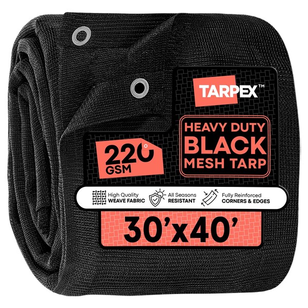 Tarpex Heavy Duty Tarp, 30 ft x 40 ft, 220 GSM, Black, Polyethylene BMT-TA-3040 - main