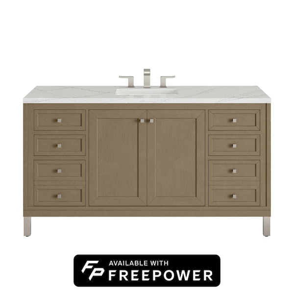 James Martin Vanities Chicago 60 in. Single Vanity, Walnut Whisper, w/ 3 CM Ethereal Noctis Silestone Top 503-V60S-WLW-FENC - main