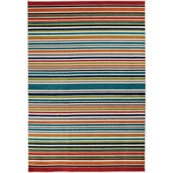 Backyard Bungalow Santee Multi 6 ' 7''x9 ' 6'' Multi-Color Stripe Plush Outdoor Rug 2310MN71DB.084 - main