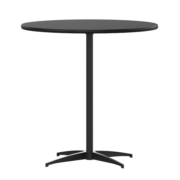 Flash Furniture Lars 30 in Round Wood Cocktail Table with 30 in and 42 in Columns, Black XA-30-COTA-BK-GG - main