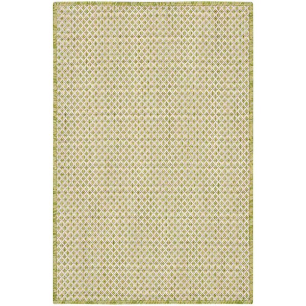 Homeroots 2' X 3' Ivory And Green Geometric Indoor Outdoor Area Rug 573881 - main