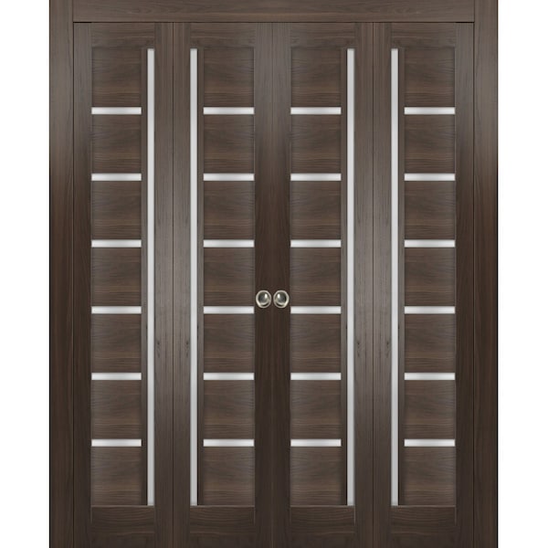 Sartodoors Sliding Closet Double Bi-fold Doors Solid Core Modern Interior QUADRO4088DBF-CA-96 x 80 (4* 24x80) - main