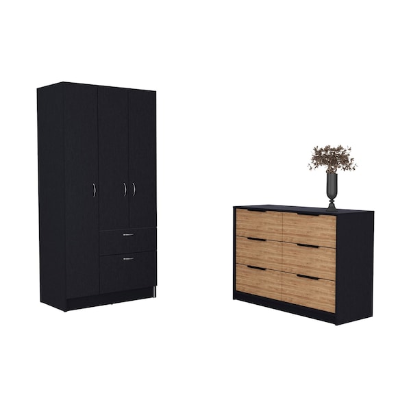 Homeroots Two Piece Brown and Black Bedroom Set 530255 - main