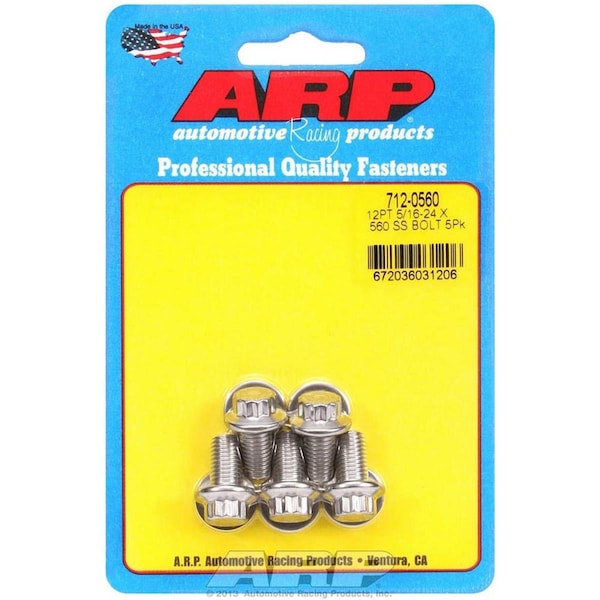 Arp 712-0560 0.31-24 x 0.56 in. 12-Point Stainless Steel Bolt Kit, 5 Piece ARP712-0560 - main