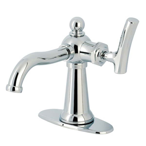 Kingston Brass One-Handle Single-Hole Bathroom Faucet with Deck Plate and Push Pop-Up Drain, Polished Chrome KSD3541TKL - main
