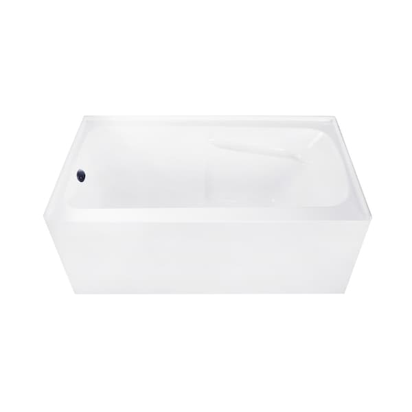 Kingston Brass 54" Acrylic Rectangular 3-Wall Alcove Tub Combo with Armrests and Drain in Glossy White/Matte Black CVTAP543023L0 - main