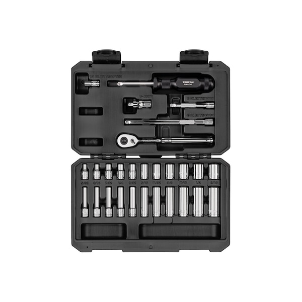 Tekton 1/4 Inch Drive 6-Point Socket and Ratchet Set, 28-Piece (5/32-9/16 in.) SKT05102 - main