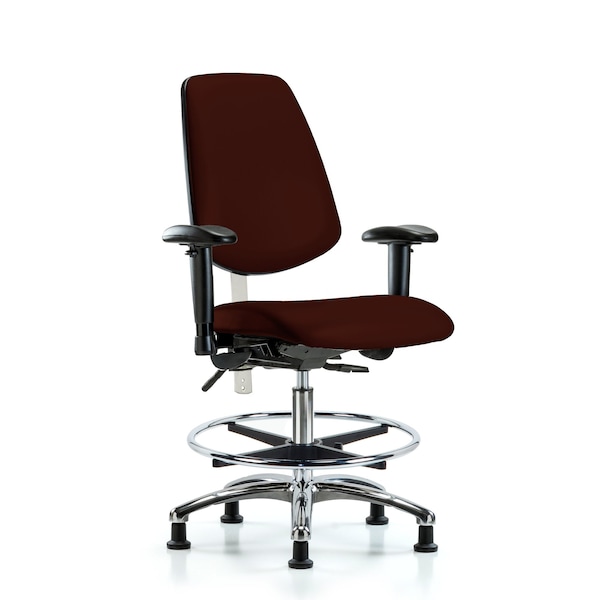 Blue Ridge Ergonomics Clean Room Chair Vin Med Ben Chair, Med, Bk, Burg, CL100, Adjustable Arms, 22" to 29" Height, Vinyl BR-NCR-VMBCH-MB-CR-T1-A1-CF-RG-8569 - main