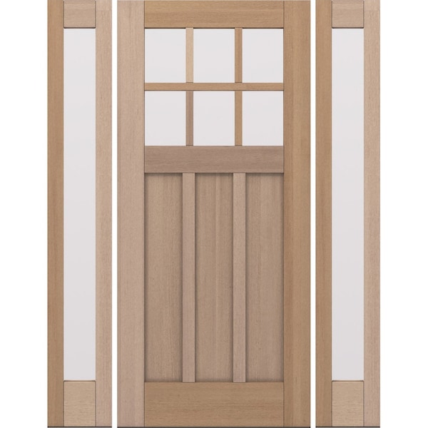 Doornmore CRF-P3G6, 65.25" x 82" ( 36" Door + 2x12" Side) Left Hand, Mahogany SDL 6 Lite Exterior Door CRF-P3G6-SW-3680-G101-SL_1-2_LI - main
