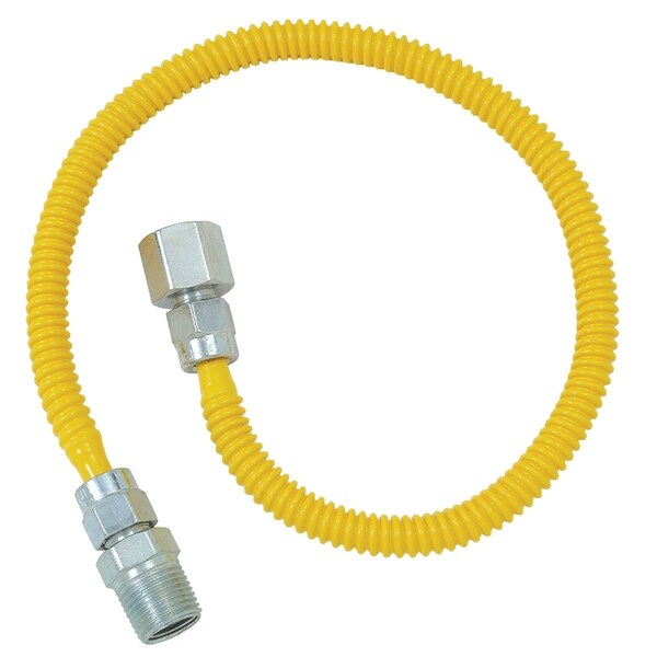 Dormont 3/8'' OD x 36'' Coated Stainless Steel Gas Connector 1/2'' FIP x 1/2'' MIP, Tapped 3/8'' FIP 10C-3132-36B - main