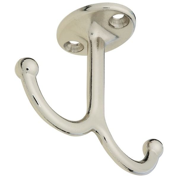 National Hardware V165 Series Coat Hook, 35 lb, Zinc, Nickel, 2PK N245-837 - main