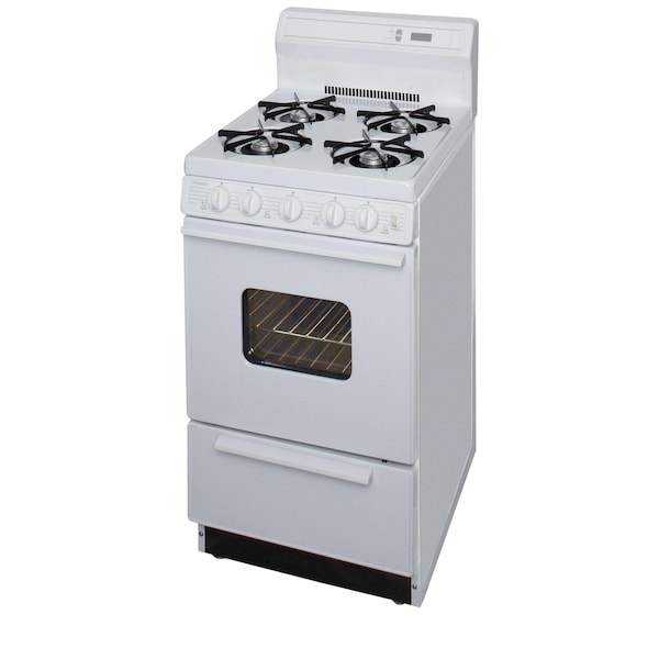 Premier Gas Range, Four 9100 BTU Open Burners, 20 inW x 44 inH x 24.5 inD, 2.42 cu. Ft., White 805727 - main