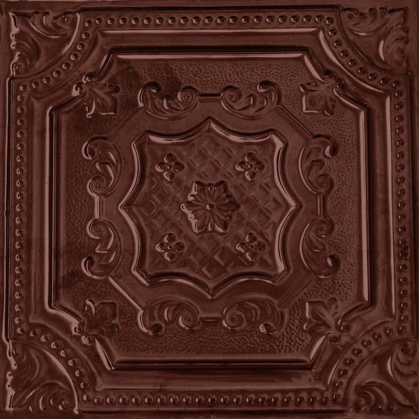Shanko AllDayTony Pattern612 Classic Burgundy Surface Mount Vintage HandPainted Standard CeilingTiles, 12PK ADT612-NU-STD-CLBRG-12 - main