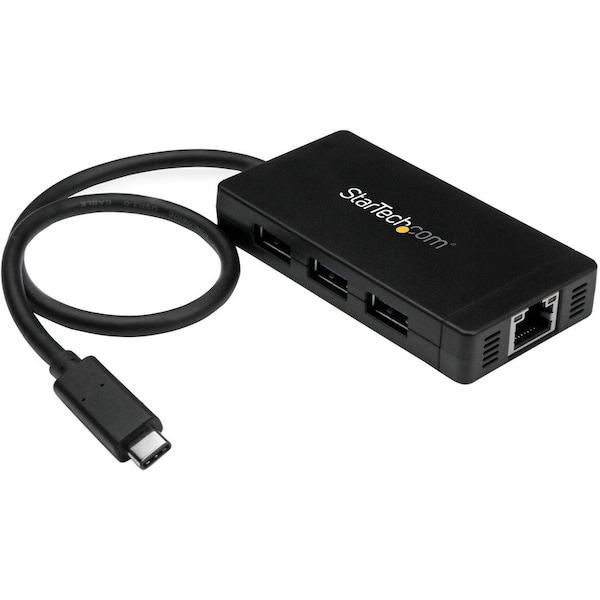 Startech.Com Hub USB C 3 Port GbE C to A, Power Adapt HB30C3A1GE - main