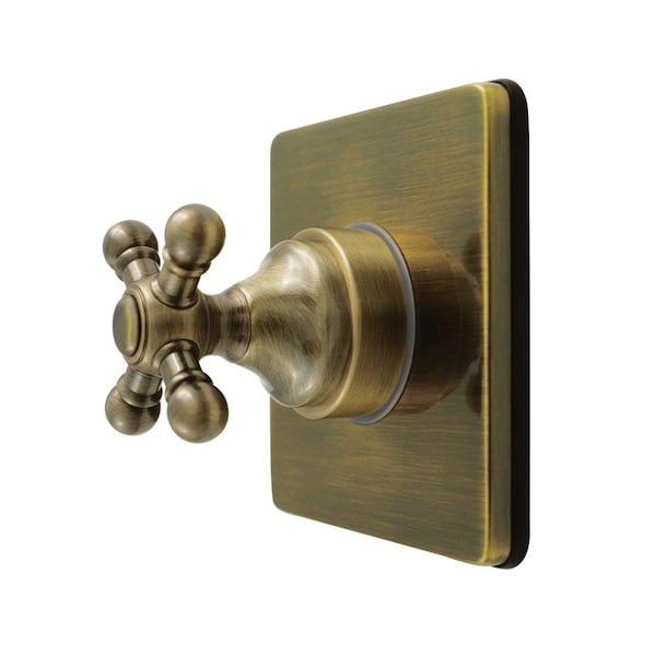 Kingston Brass Single-Handle Six-Way Diverter Valve with Square Trim Kit, Antique Brass KS4043BX - main
