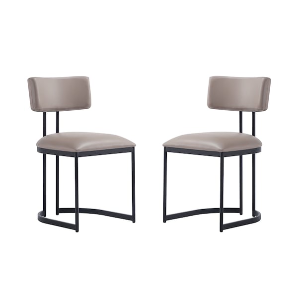 Manhattan Comfort Juno Contemporary Modern Vegan Leather Metal Side Chair in Taupe - Set of 2 DC1609-2 - main