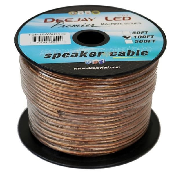 Deejay Led 100-Foot 2-Conductor 16 Gauge Stranded Speaker Hookup Cable TBH16AWG100 - main