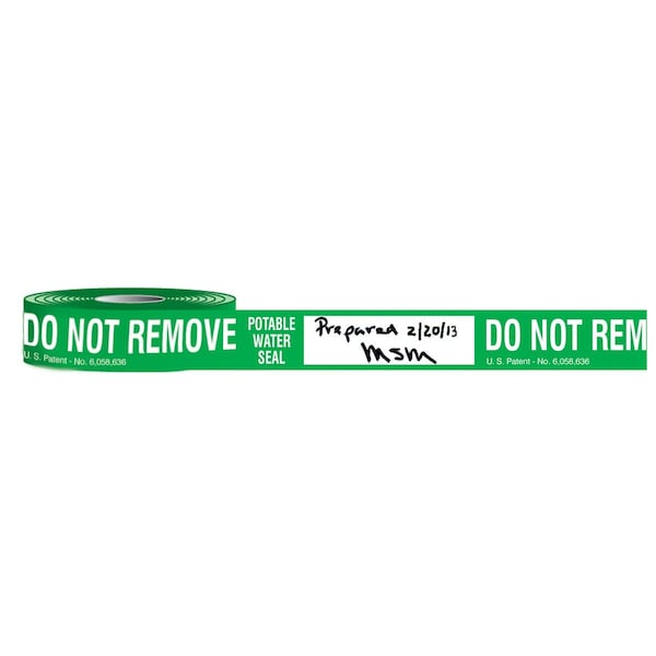Accuform Sealing Tape, Potable Water Cooler, 55 yd Length, 2 in Width, Poly Film Material Type, GreenWhite KWC100 - main