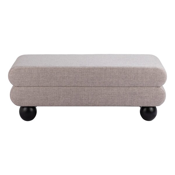 Homeroots 46in Gray and Black Fabric and Solid Wood Upholstered Bench 668862 - main