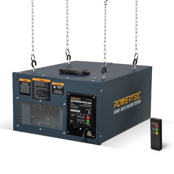 Powertec 3-Speed RF Remote Controlled Air Filtration System Woodworking (300/350/400 CFM) AF4001 - main