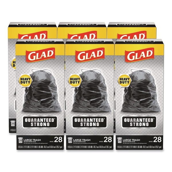 Glad 30 gal Trash Bags, 30 in x 33 in, Super Heavy-Duty, 1.05 Mil, Black 78966 - main