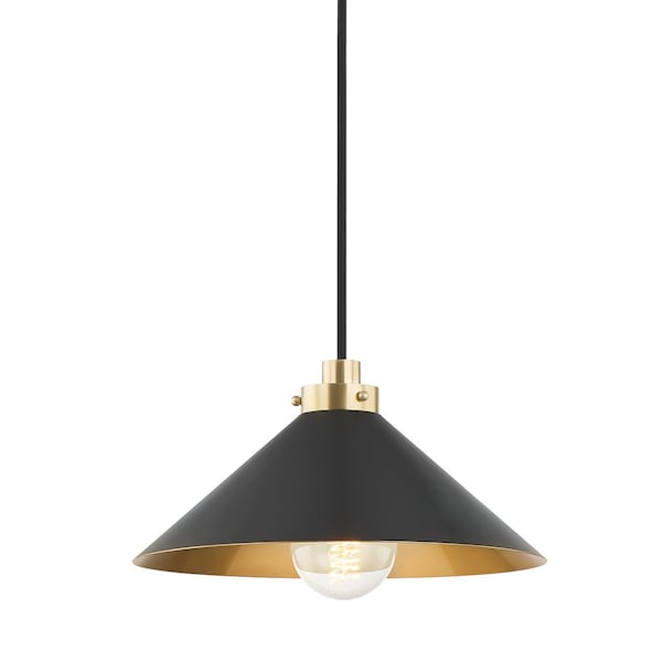 Hudson Valley Lighting Mark D. Sikes X Clivedon 1 Light Pendant 12 In. Aged Brass/Distressed Bronze MDS1401-AGB/DB - main