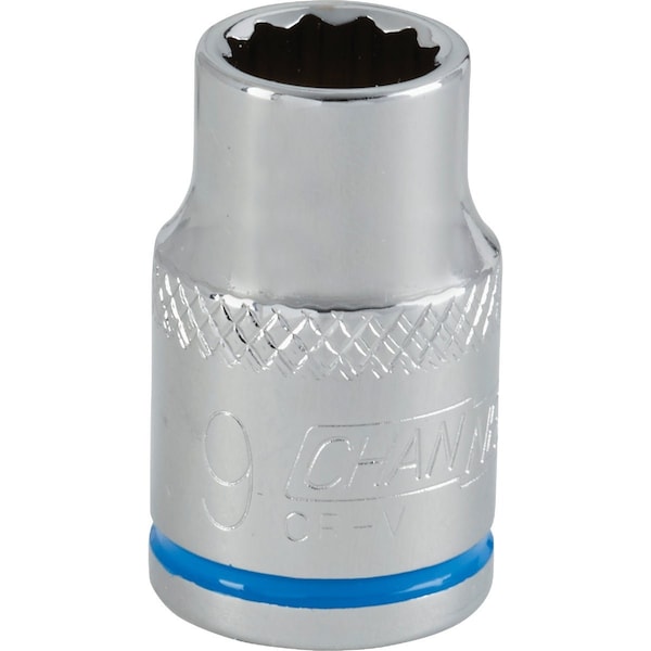 Channellock 3/8'' Drive 9 mm 12-Point Shallow Metric Socket 347000 - main