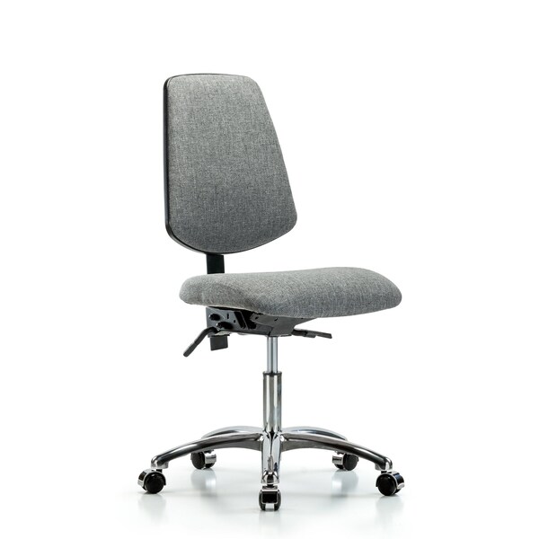Blue Ridge Ergonomics Desk Chair Fab Desk Chair, Med, Bk, Chrm, Casters, Gry, No Arms, 19" to 24" Height, Fabric, Grey BR-FDHCH-MB-CR-T0-A0-CC-F44 - main