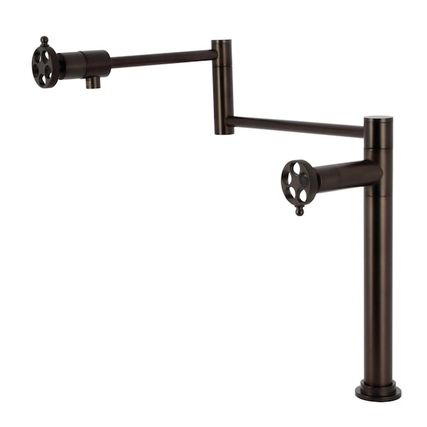 Kingston Brass Deck Mount Pot Filler Faucet with Knurled Handle, Oil Rubbed Bronze KS4705RKX - main
