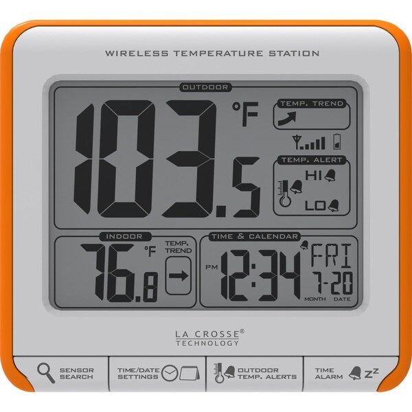 La Crosse Technology Wireless Thermometer, 427 in L x 147 in W x 388 in H Display, 32 to 122 deg F 308-179OR - main