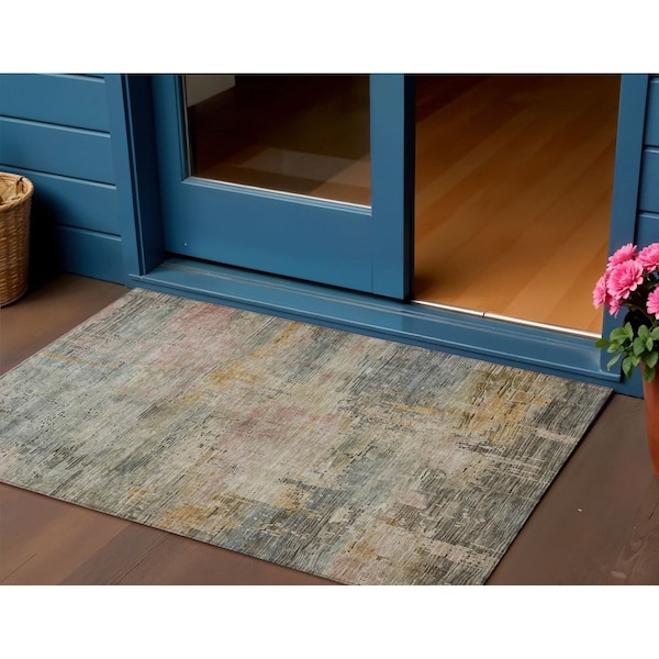 Homeroots 3' X 5' Sage And Beige Abstract Washable Indoor Outdoor Area Rug 616250 - main