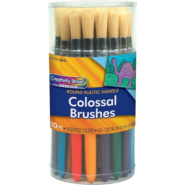 Creativity Street Colossal Brushes, Round, Assorted Colors, 7.25" Long, PK30 PAC5168 - main