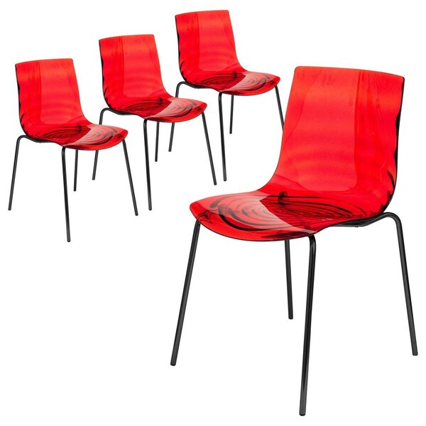 Leisuremod Astor Plastic Dining Chair with Black Steel Base in Orange, 4PK ACBL-20OR4 - main
