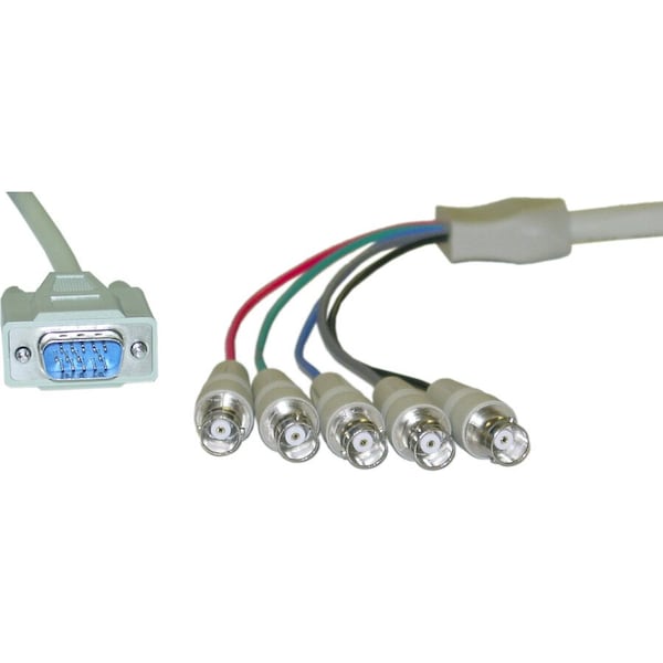Cable Wholesale SVGA (HD15 Male) to BNC (5 Female) Monitor Breakout Cable, 1 foot 10H1-17201 - main