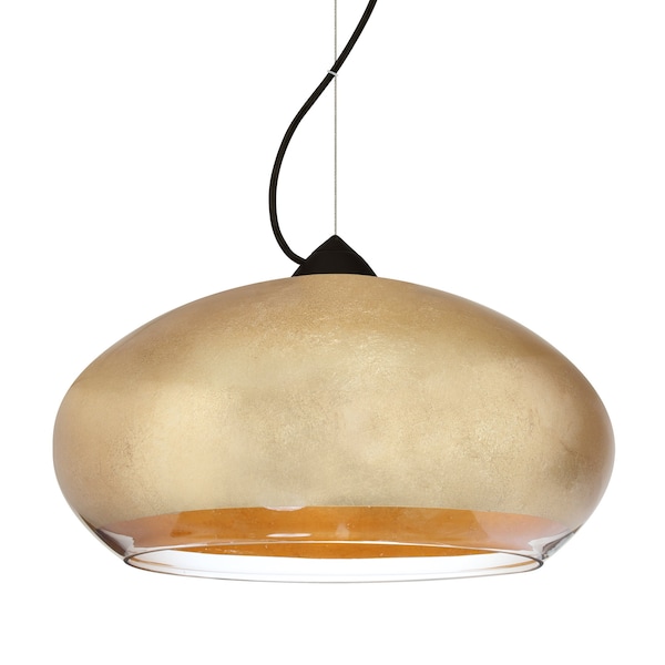 Besa Lighting Besa Brio 14 Pendant, Gold Foil, Black Finish, 1x 9W LED 1KX-4345GF-LED-BK - main