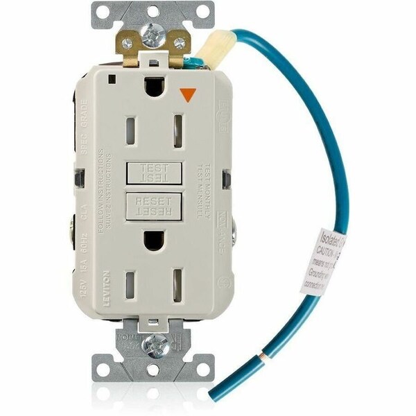 Leviton SmartlockPro GFCI 15A IG TR/PI Lt Al GFTR1-IGT - main