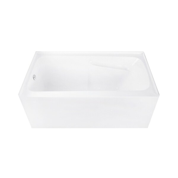 Kingston Brass 54" Acrylic Rectangular 3-Wall Alcove Tub Combo w/ Armrests in Glossy White/Polished Chrome CVTAP543023L1 - main