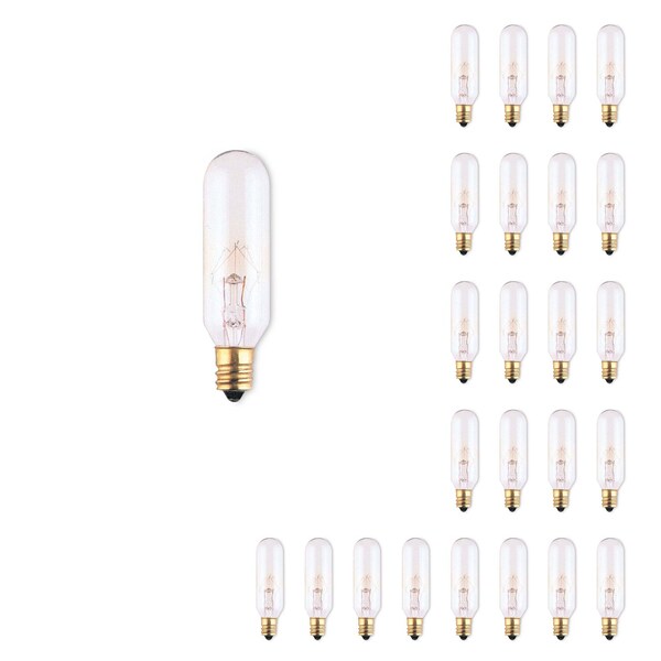 Bulbrite Incandescent T6 Candelabra Screw Base E12 Light Bulb, 25 Watt, Clear, 25PK 861224 - main