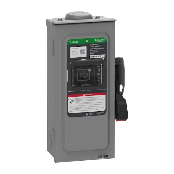 Schneider Electric Safety Switch, Fusible, 3PST, Three Phase, NEMA 3R, Indoor/Outdoor, Steel VH321NRB - main