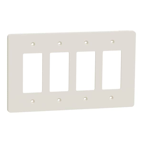 Square D Cover Frame, X Series, 4 Gangs, Lt Almond, Number of Gangs: 4 Plastic, Matte Finish, Light Almond SQWS141004LA - main
