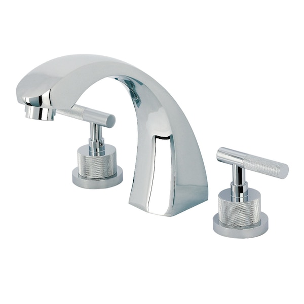 Kingston Brass Two-Handle Deck Mount Roman Tub Faucet with Knurled Handle, Polished Chrome KS4361KNL - main