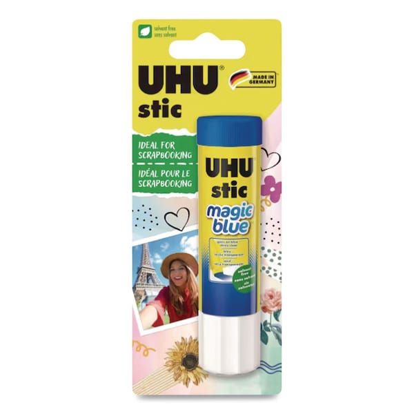 Uhu Stic Permanent Glue, Magic Blue, 0.29 oz, Dries Clear 99601 - main