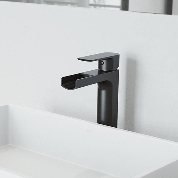 Vigo Amada Single Handle Single-Hole Bathroom Vessel Faucet in Matte Black VG03026MB - main
