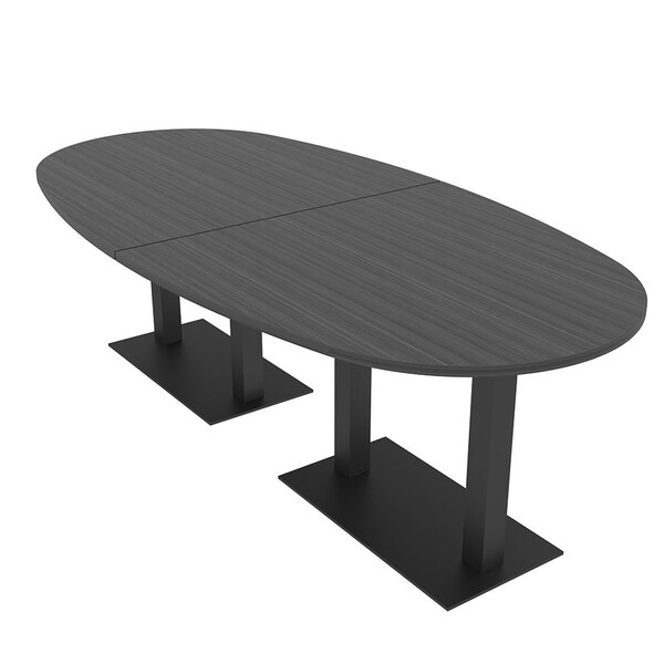 Skutchi Designs Boval Conference Table With Power Unit, 48 in W, 96 in L, Grey HAR-BOVL-48X96-DOU.BK-WA7949-NA - main