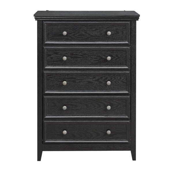 Homeroots 32" Black Wood Accent Cabinet With Five Drawers 716330 - main