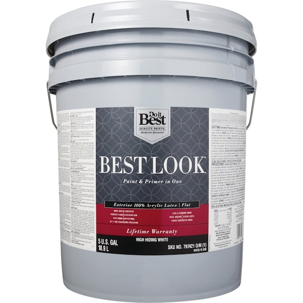 Do It Best 100% Acrylic Latex Premium Paint & Primer In One Flat Exterior House Paint High Hiding Wht 5 Gal. HW35W0850-20 - main