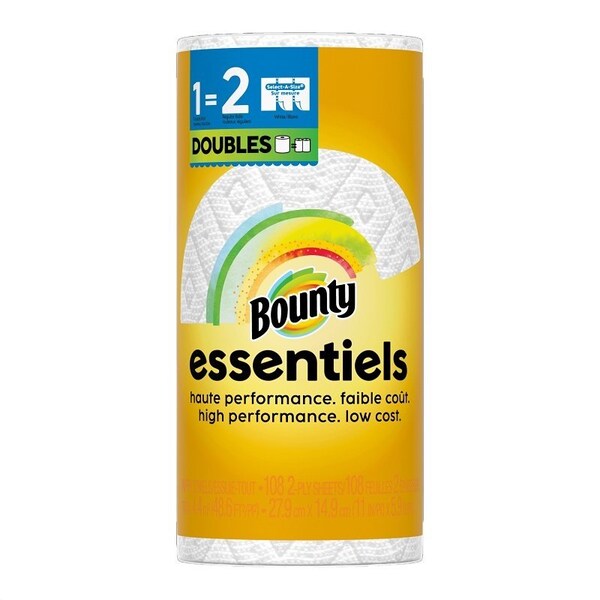 Bounty Essentials Select-A-Size Series Paper Towel, 11 in L, 5.9 in W, 2-Ply 80810311 - main