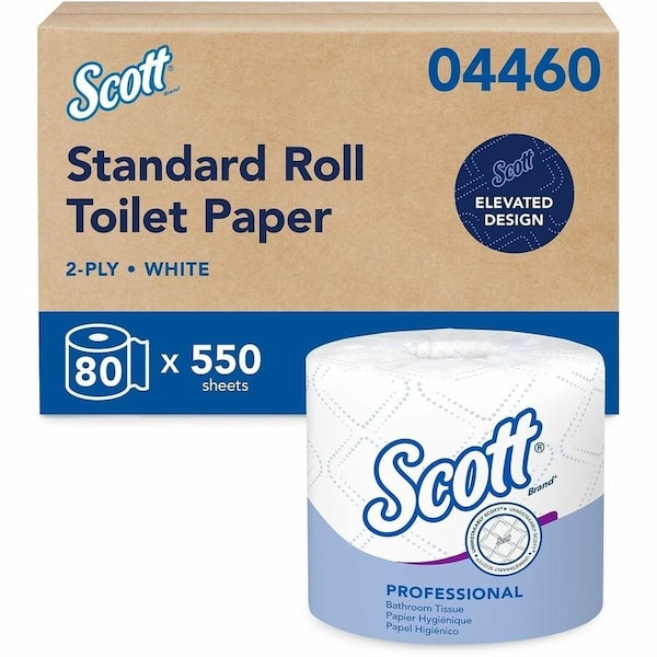 Scott Professional Standard Roll Toilet Paper, 2-Ply Individually wrapped rolls, 550 Sheets/Roll, 80PK 04460 - main